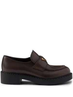 Prada triangle-logo leather loafers