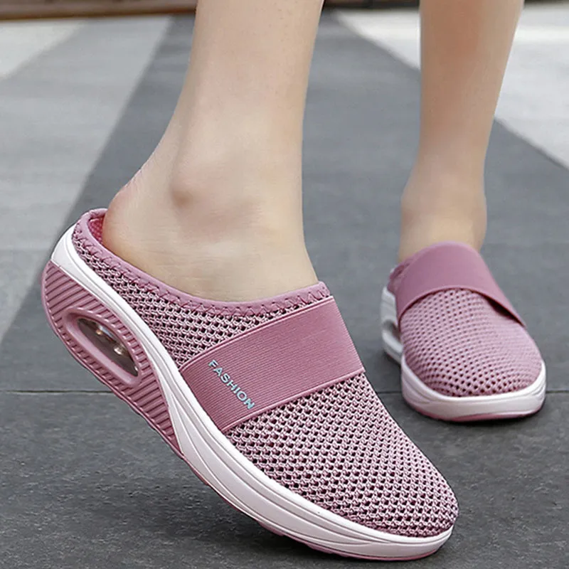 Sandals Wedges Platform Shoes Female Slides Slippers Breathable Mesh Lightweight Ladies Footwear
