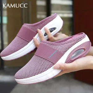 Sandals Wedges Platform Shoes Female Slides Slippers Breathable Mesh Lightweight Ladies Footwear