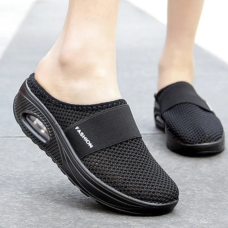 Sandals Wedges Platform Shoes Female Slides Slippers Breathable Mesh Lightweight Ladies Footwear