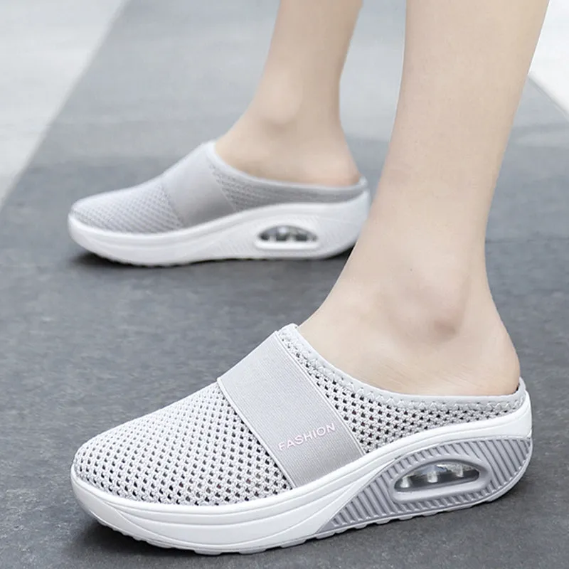 Sandals Wedges Platform Shoes Female Slides Slippers Breathable Mesh Lightweight Ladies Footwear