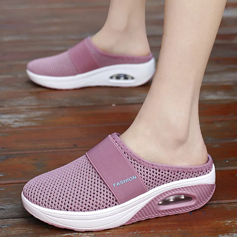 Sandals Wedges Platform Shoes Female Slides Slippers Breathable Mesh Lightweight Ladies Footwear