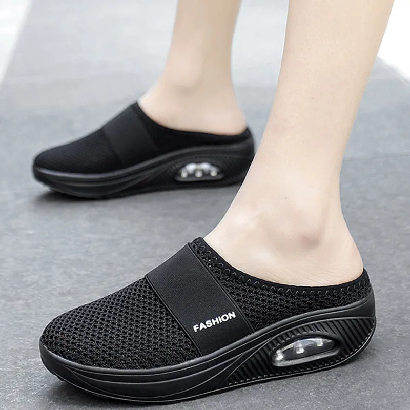 Sandals Wedges Platform Shoes Female Slides Slippers Breathable Mesh Lightweight Ladies Footwear