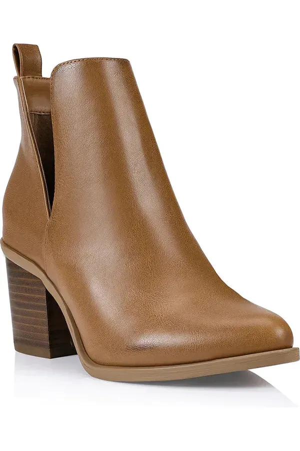 Santana Cut Out Ankle Boots Tan
