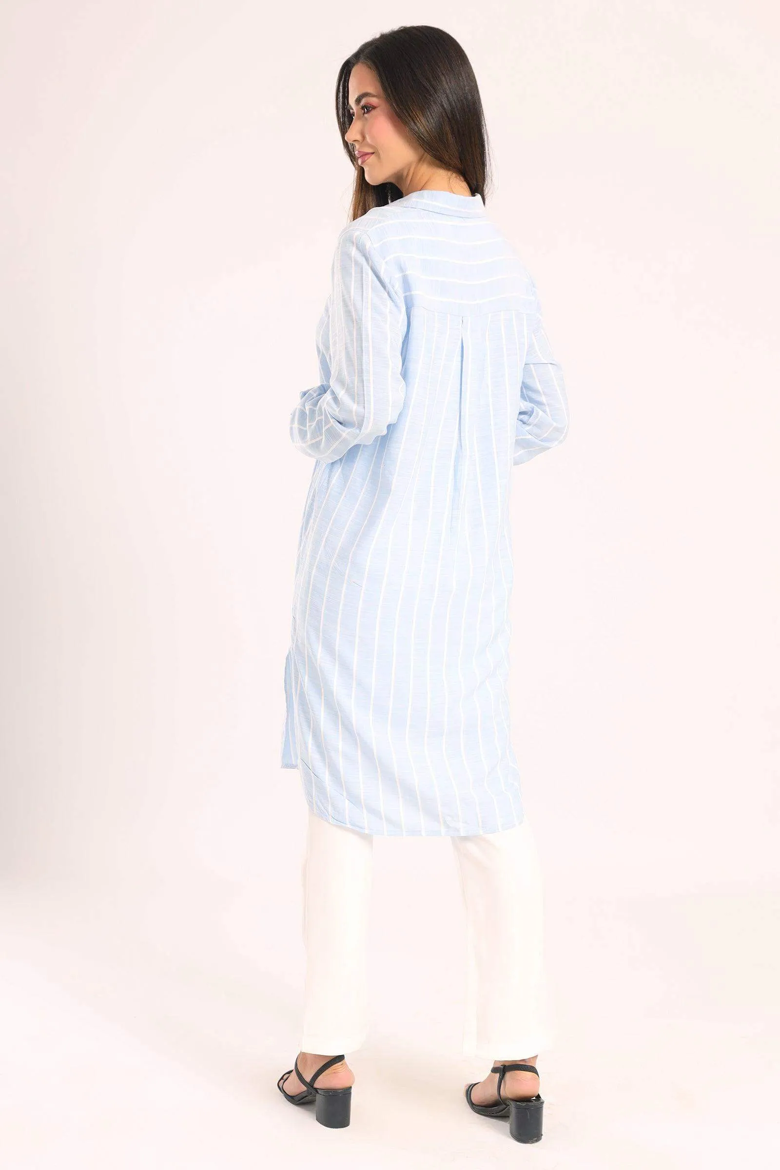 Striped Full Placket Long Shirt
