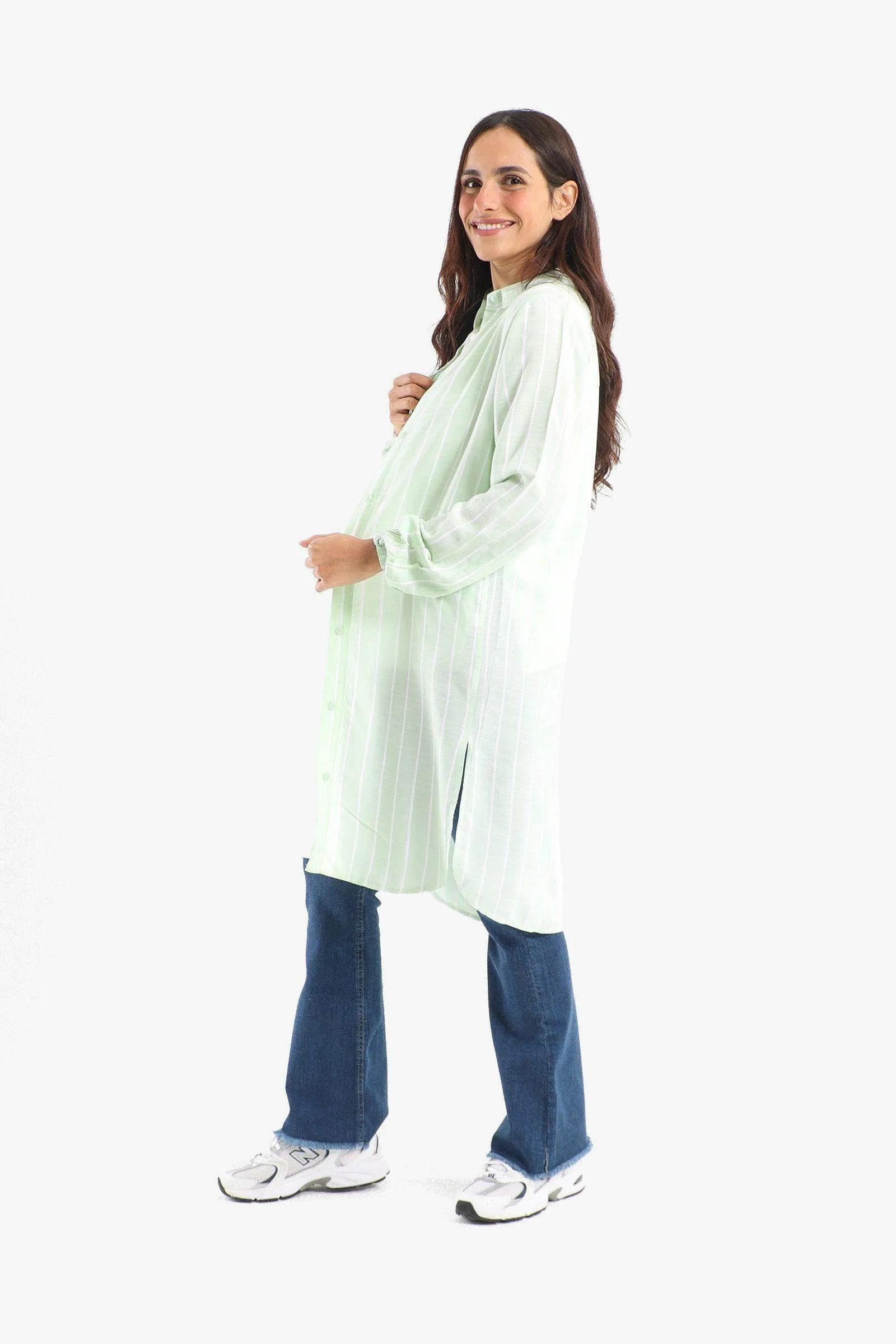 Striped Full Placket Long Shirt