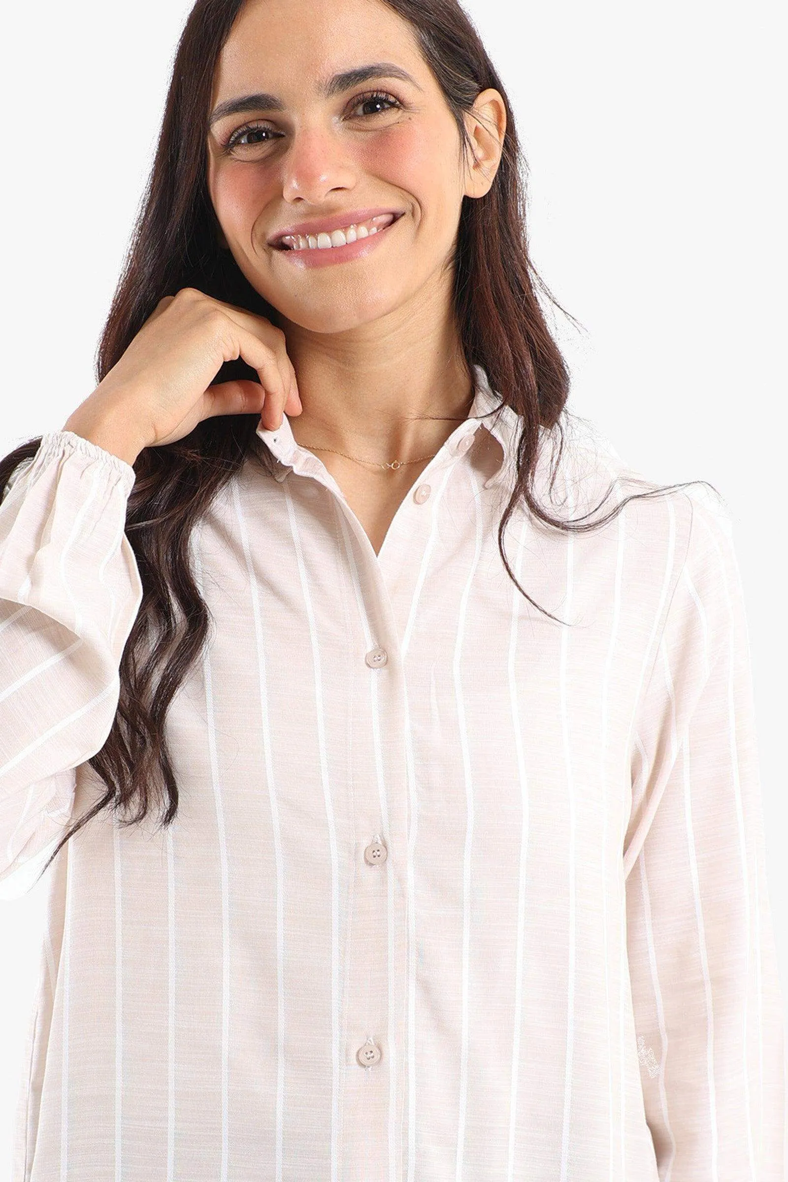 Striped Full Placket Long Shirt