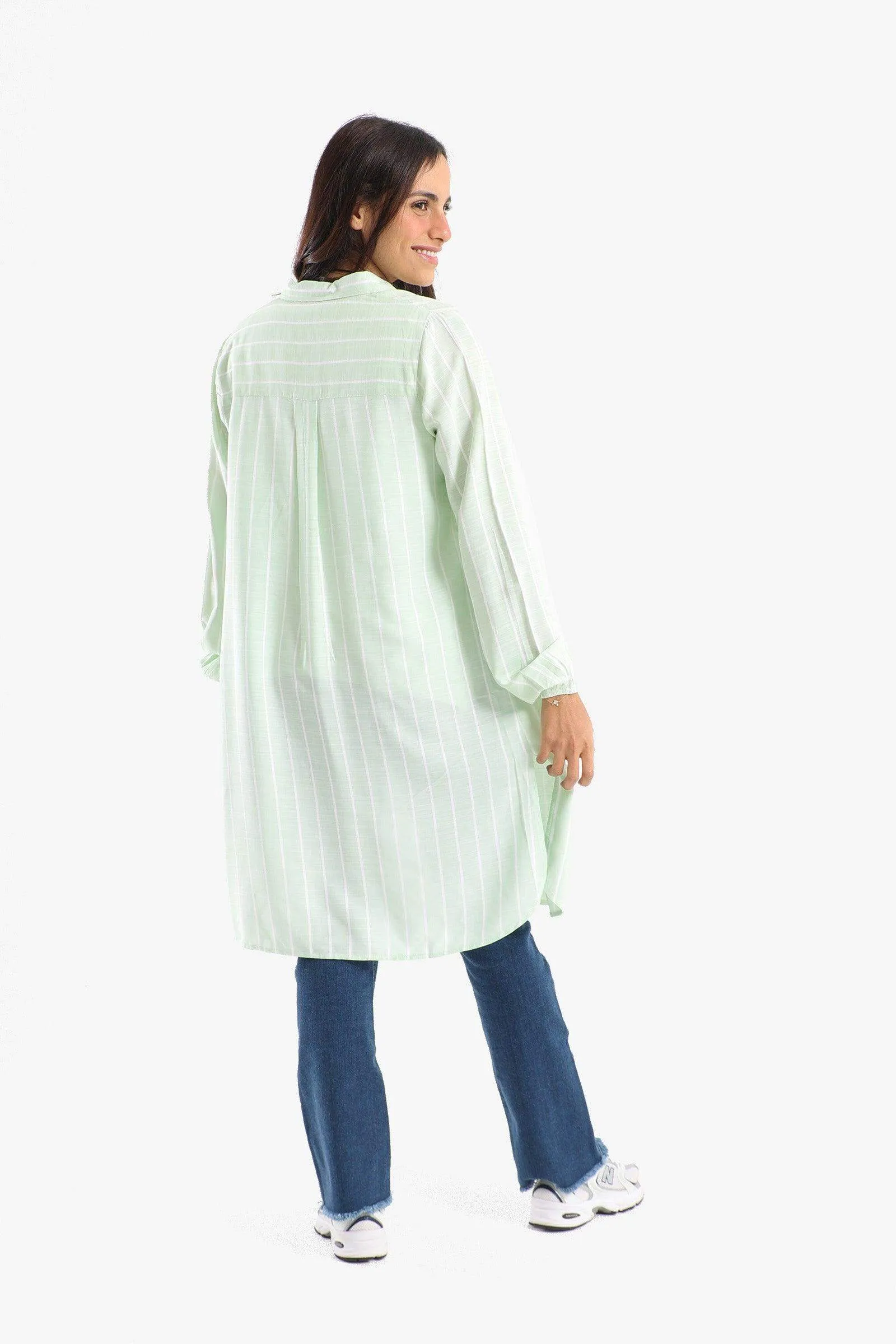 Striped Full Placket Long Shirt