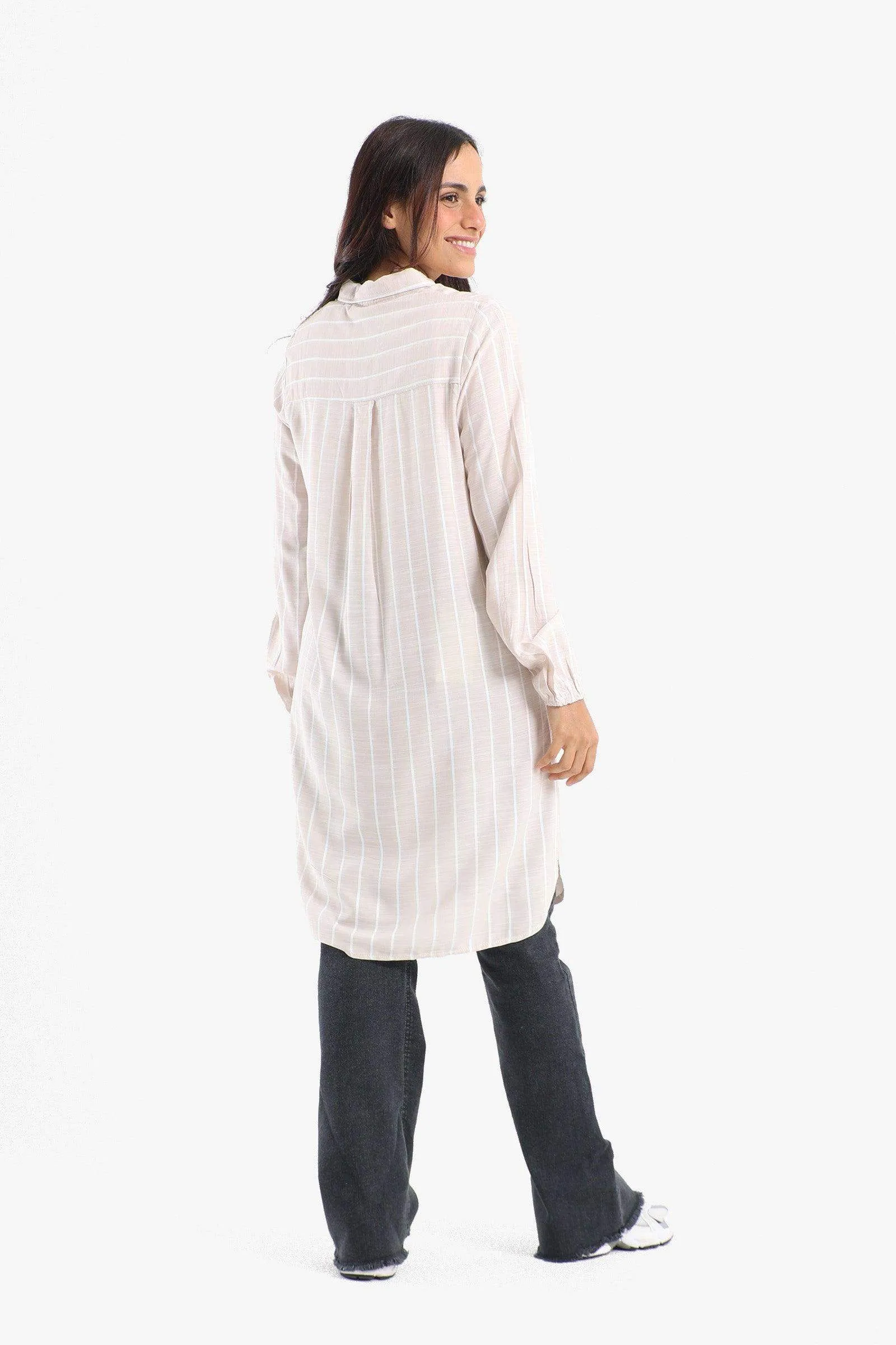 Striped Full Placket Long Shirt