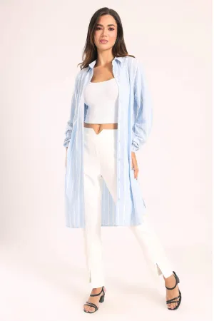 Striped Full Placket Long Shirt