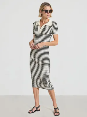 Striped Polo Midi Sweater Dress