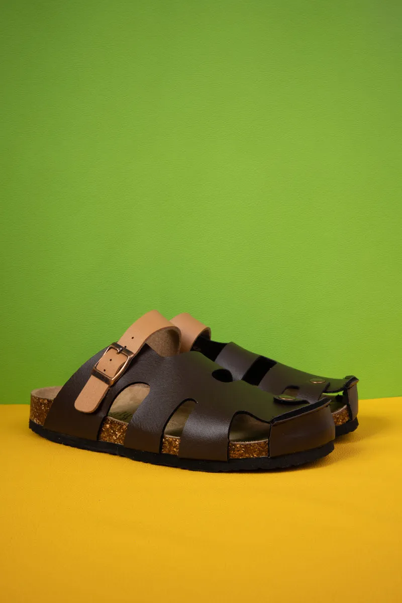 Summer Picnic Cut-Out Clog - Brown