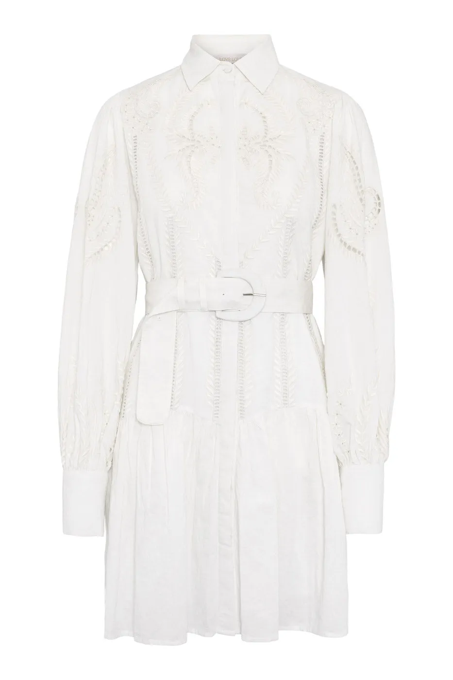 Sutton Mini Dress White w/ Emb