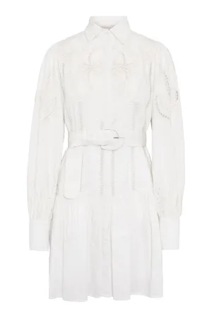 Sutton Mini Dress White w/ Emb