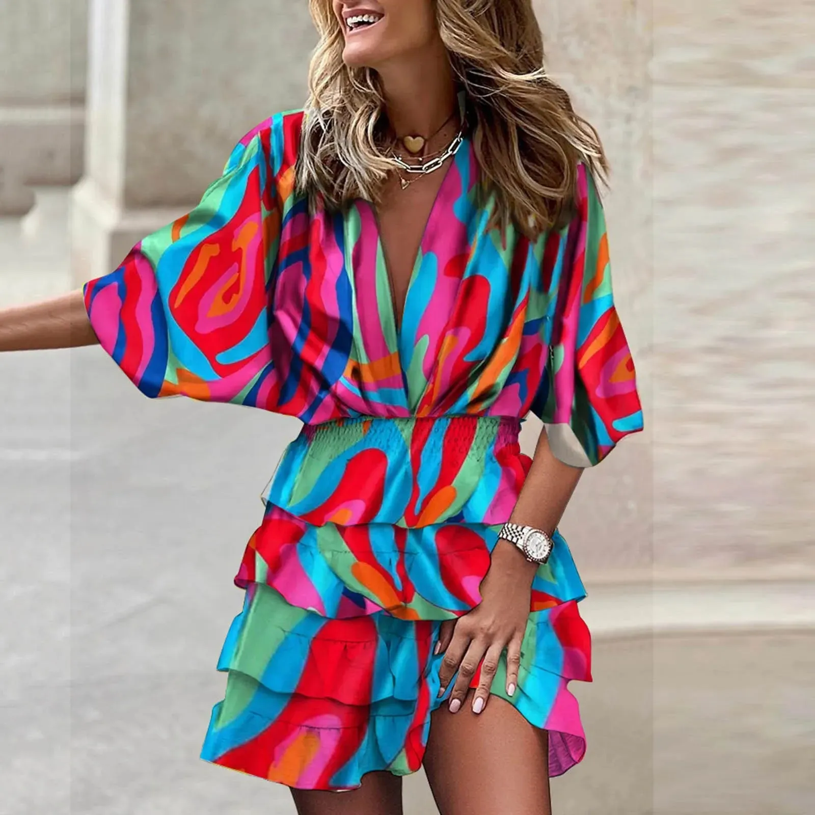 Tropical Print Mini Dress | Flowy & Lightweight | Perfect for Summer