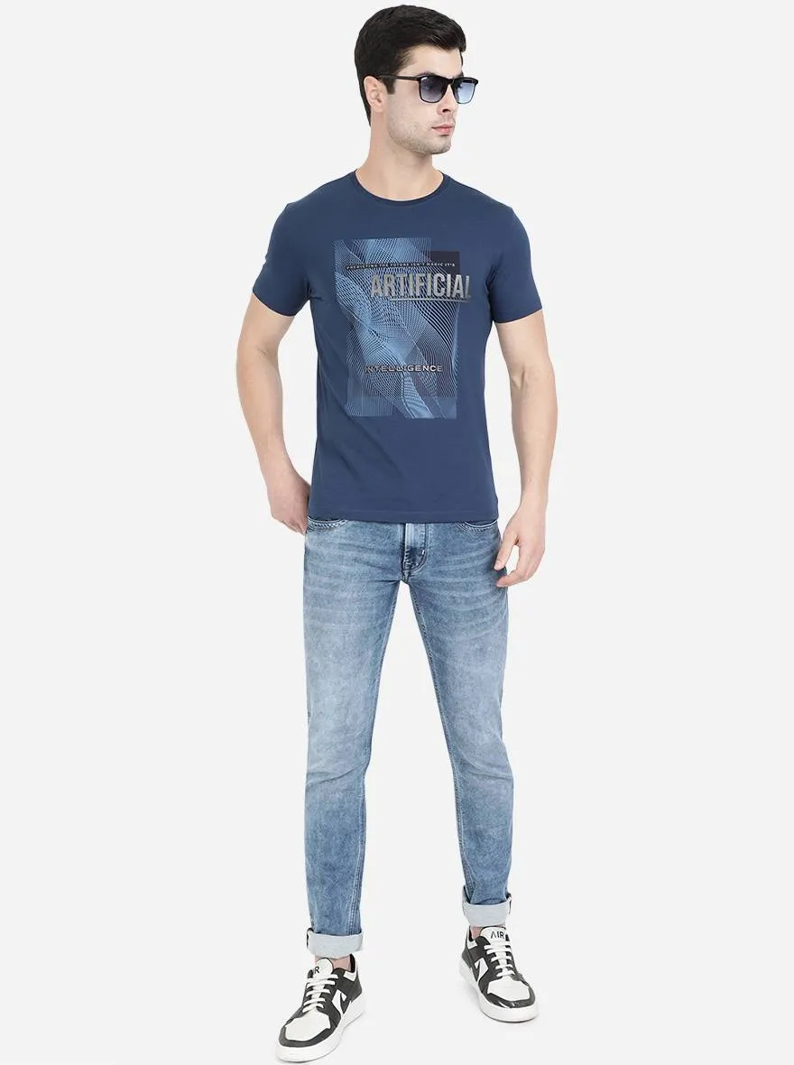 True Blue Printed Slim Fit T-Shirt | JadeBlue