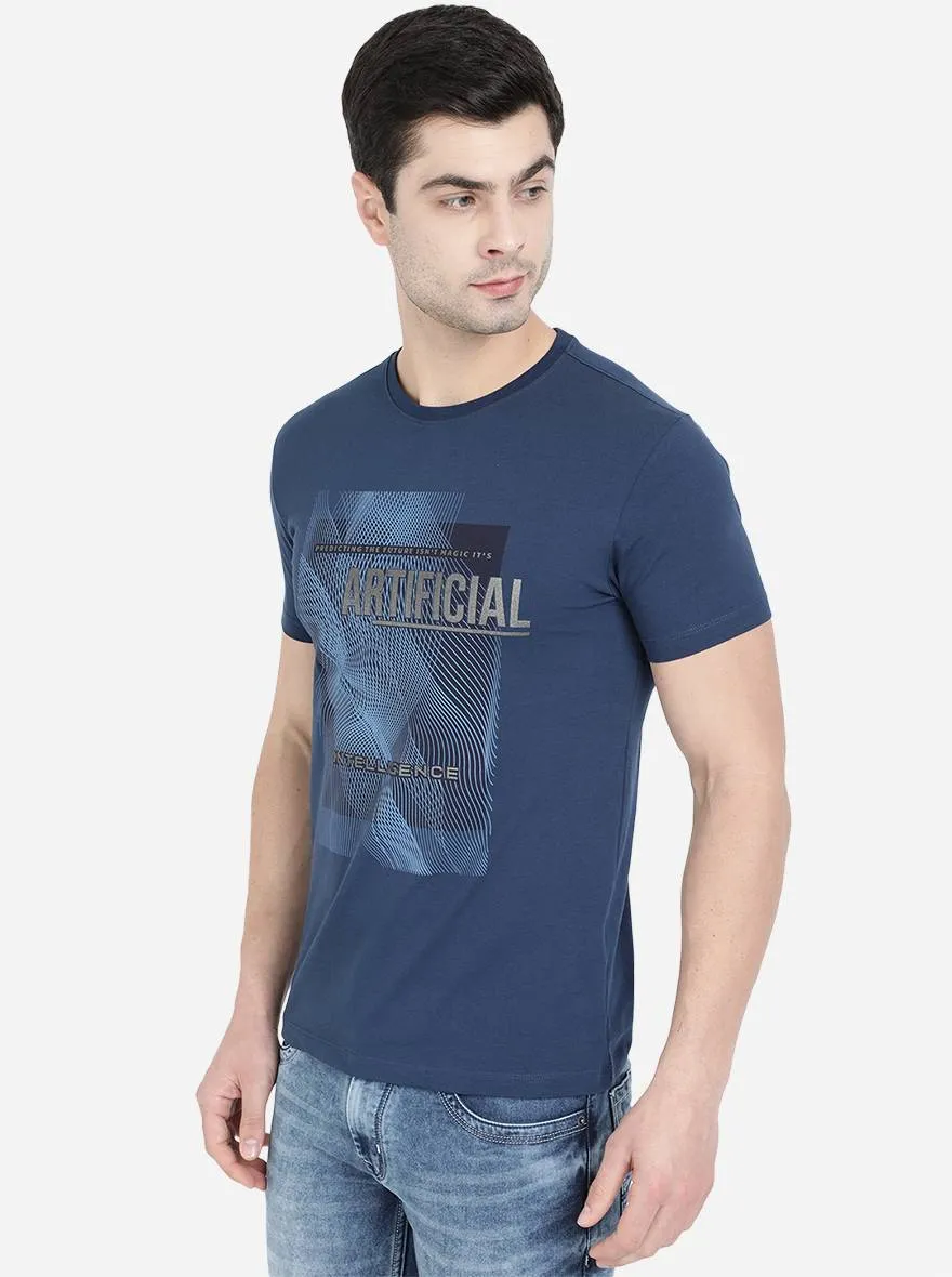 True Blue Printed Slim Fit T-Shirt | JadeBlue