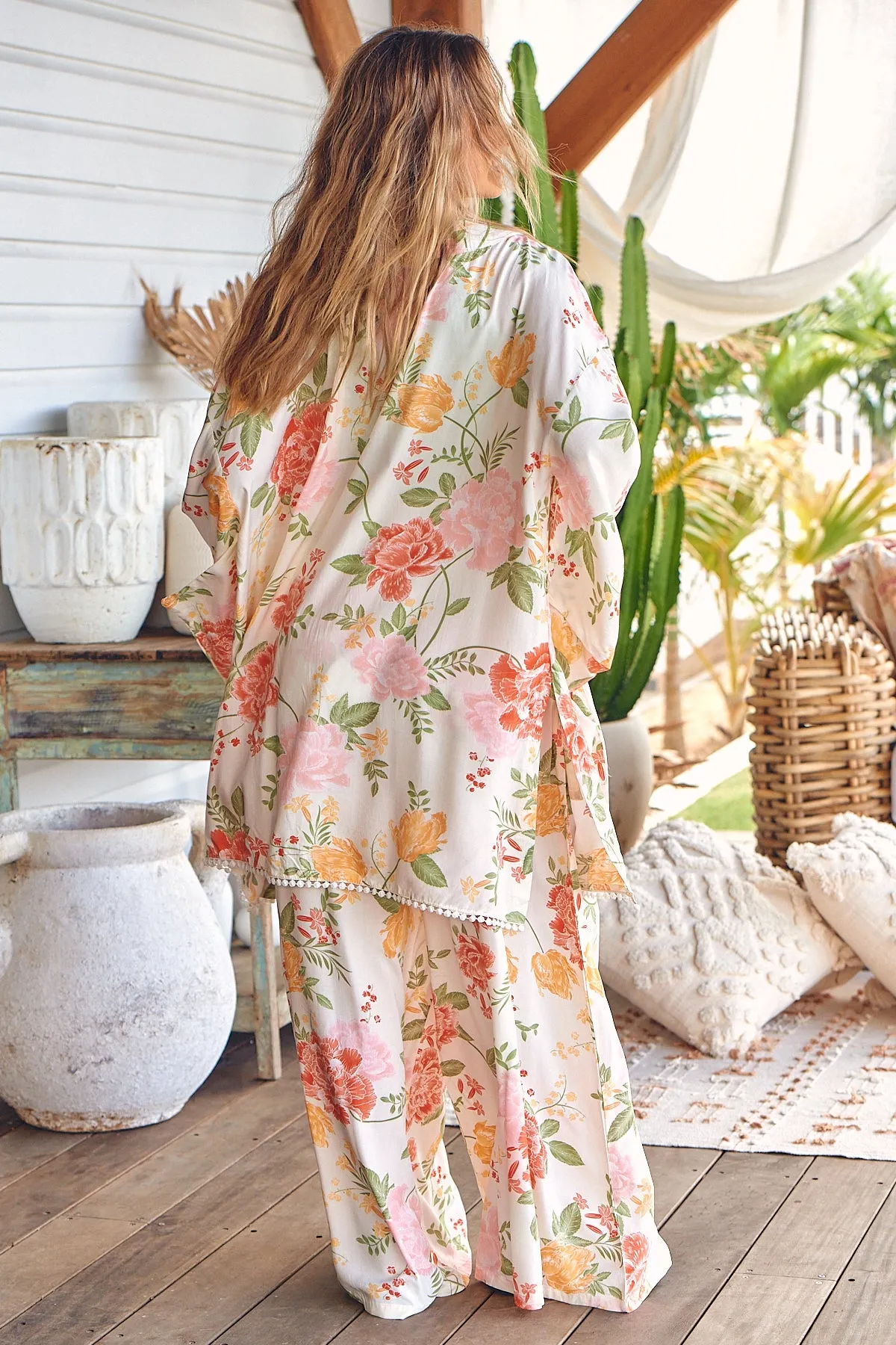 Verbena Print Hibiscus Pants