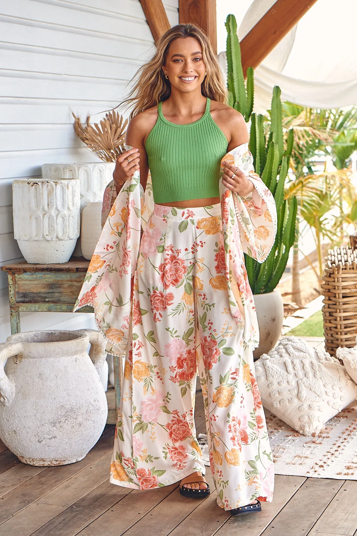 Verbena Print Hibiscus Pants