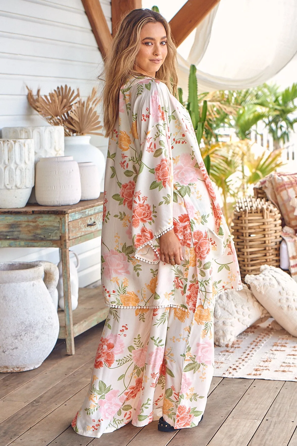 Verbena Print Hibiscus Pants