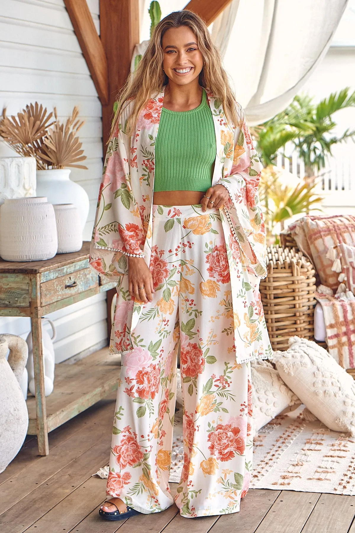 Verbena Print Hibiscus Pants