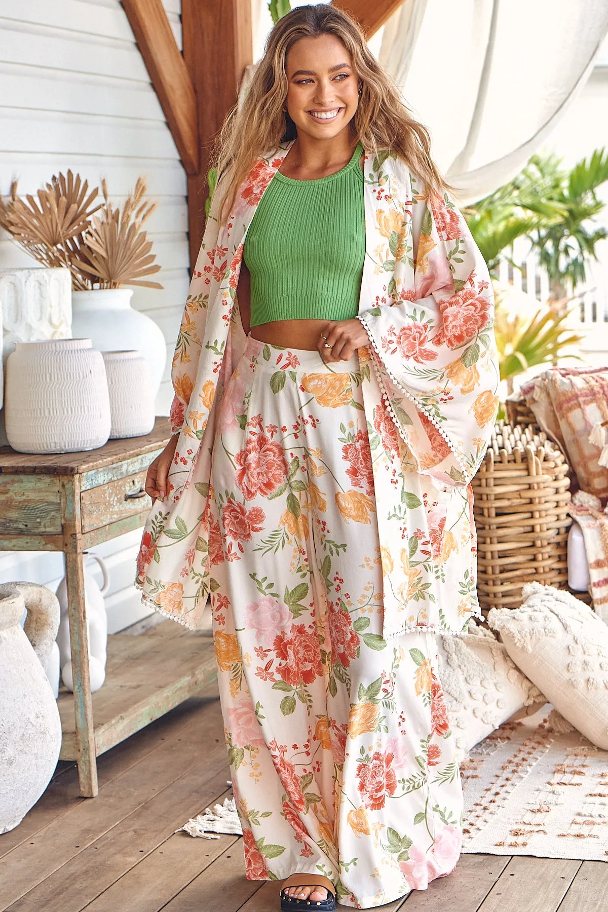 Verbena Print Hibiscus Pants