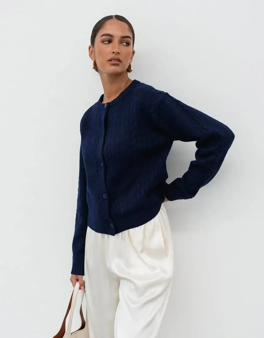White Closet Cute Cardi - Navy