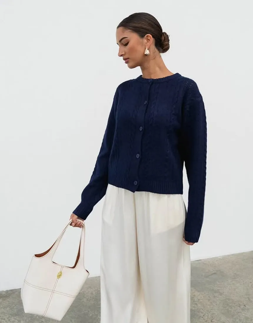 White Closet Cute Cardi - Navy