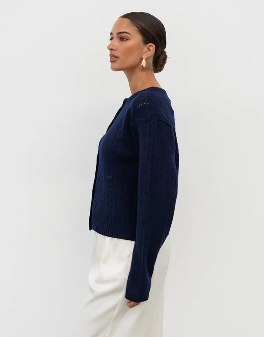 White Closet Cute Cardi - Navy