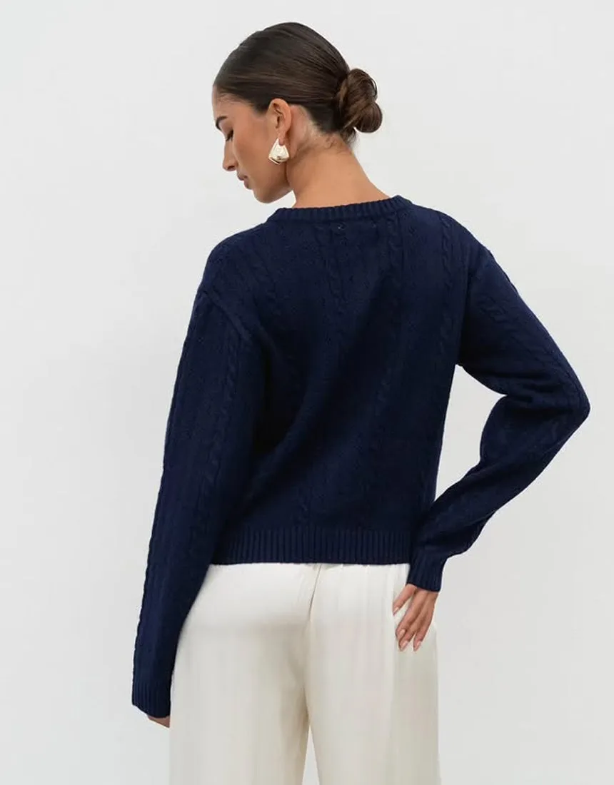 White Closet Cute Cardi - Navy