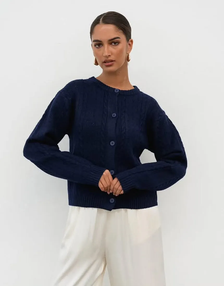 White Closet Cute Cardi - Navy