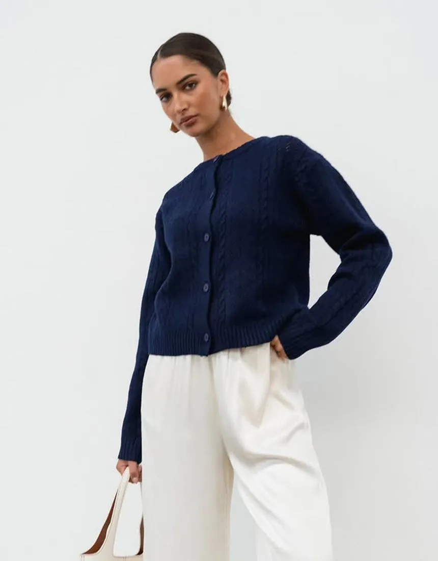 White Closet Cute Cardi - Navy