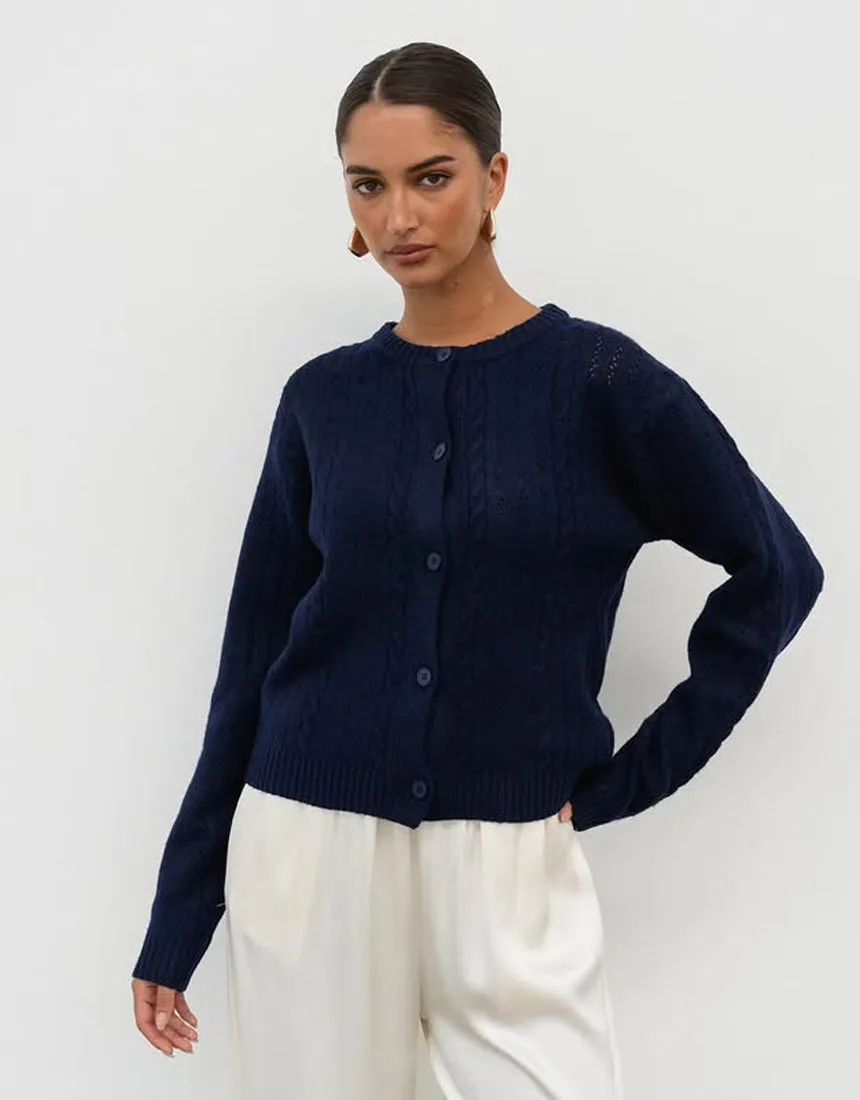 White Closet Cute Cardi - Navy