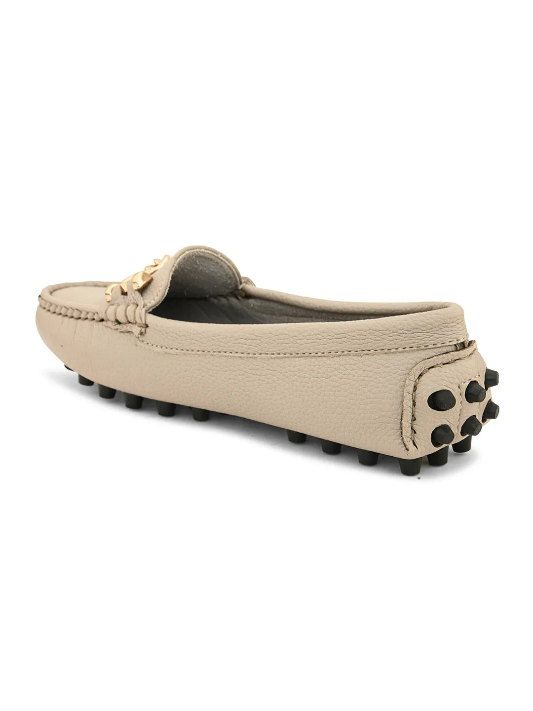 Women Textured Loafers With Buckle Detailing