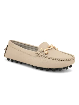 Women Textured Loafers With Buckle Detailing