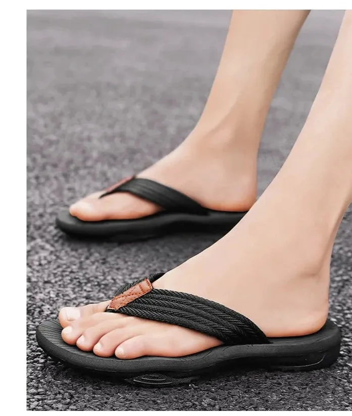 Woven Striped Lightweight Non-slip Comfortable Flip-flops