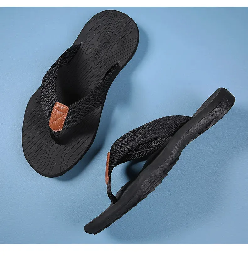 Woven Striped Lightweight Non-slip Comfortable Flip-flops