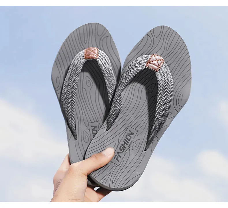 Woven Striped Lightweight Non-slip Comfortable Flip-flops