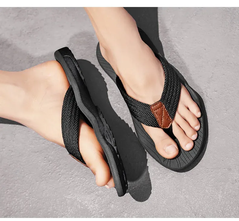 Woven Striped Lightweight Non-slip Comfortable Flip-flops