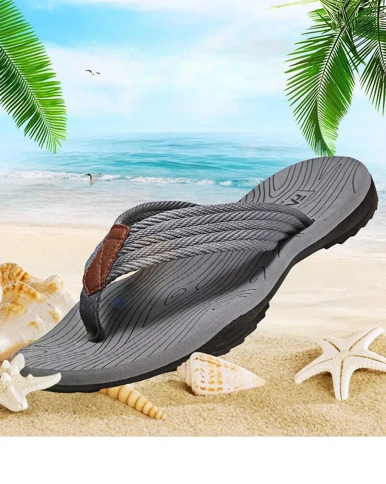 Woven Striped Lightweight Non-slip Comfortable Flip-flops