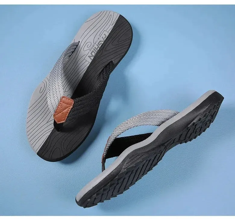 Woven Striped Lightweight Non-slip Comfortable Flip-flops