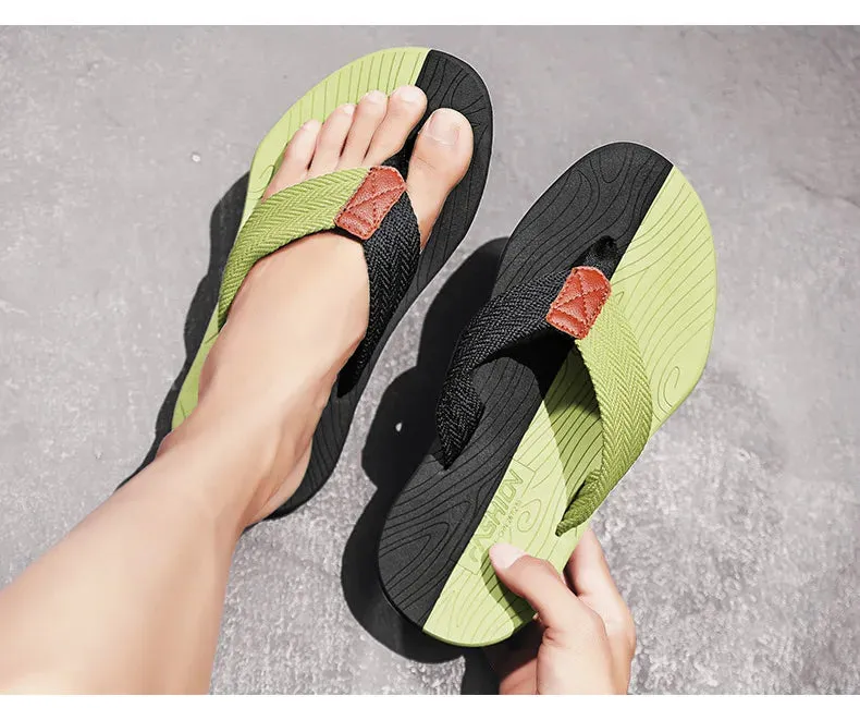 Woven Striped Lightweight Non-slip Comfortable Flip-flops