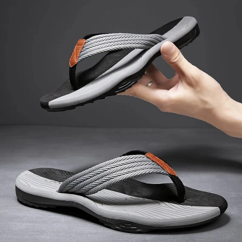 Woven Striped Lightweight Non-slip Comfortable Flip-flops