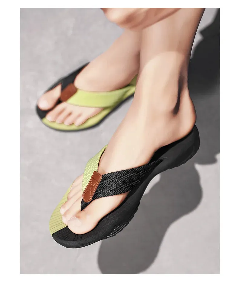 Woven Striped Lightweight Non-slip Comfortable Flip-flops