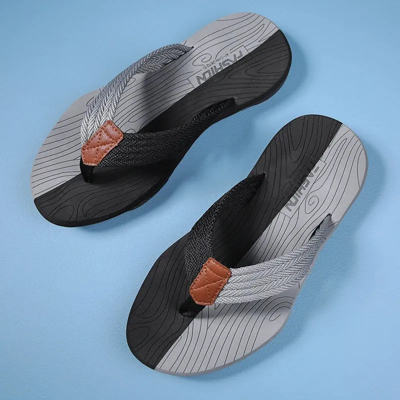 Woven Striped Lightweight Non-slip Comfortable Flip-flops