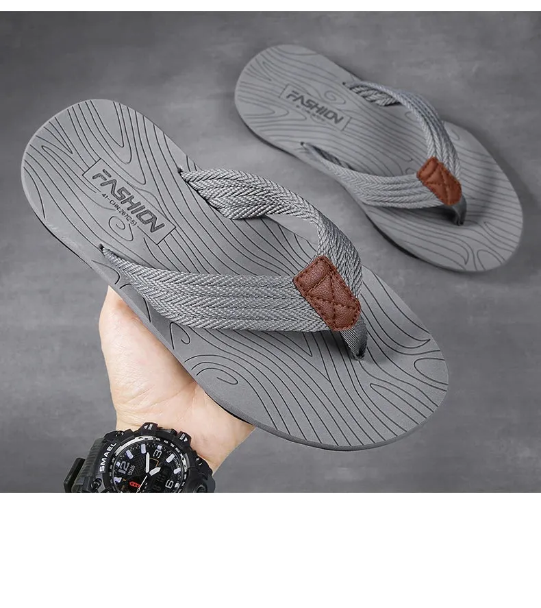 Woven Striped Lightweight Non-slip Comfortable Flip-flops