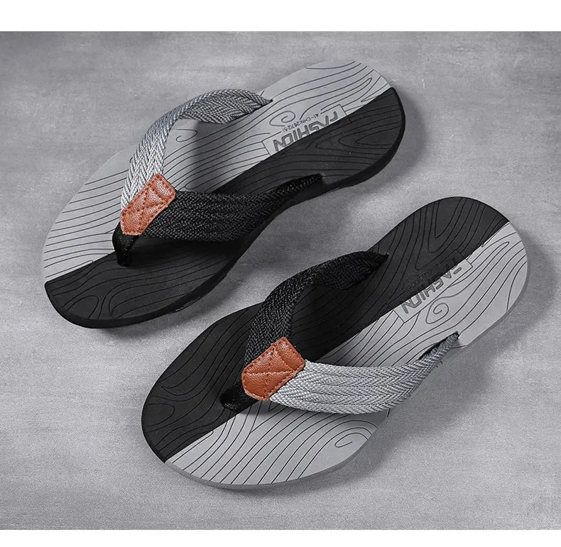 Woven Striped Lightweight Non-slip Comfortable Flip-flops