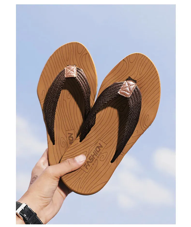 Woven Striped Lightweight Non-slip Comfortable Flip-flops